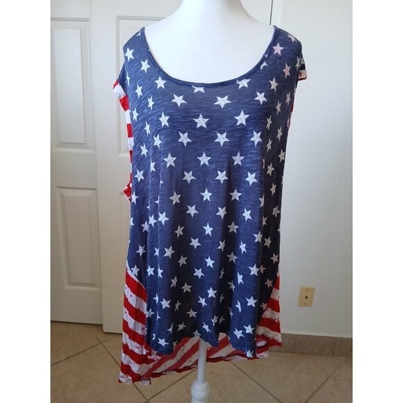 Lane Bryant Wpmens Tank Top Stars & Stripes Red White and Blue Patriotic 22/24 - Picture 1 of 13